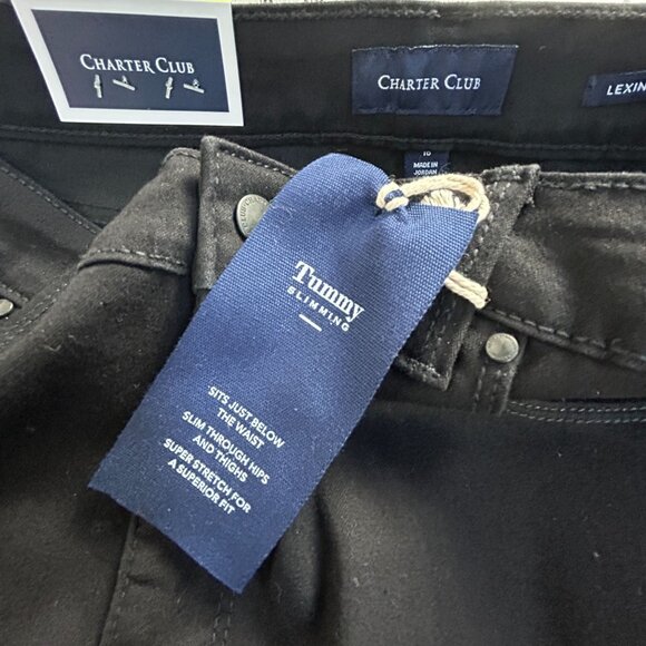 Charter Club Women Tummy Slimming Lexington Straight Leg Black Pants Size 16 New - Picture 3 of 12